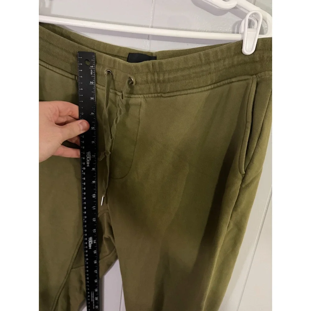 Banana Republic Jogger Pants Mens L Olive Green Tapered Fleece Drawstring EUC